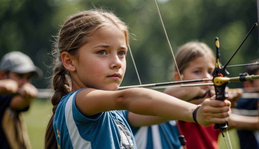 Children and teenagers participating in advanced archery training and competitions